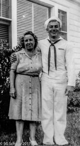 Snuffy in uniform and his mother Ida in front of their home in Orlando