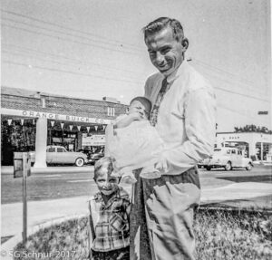 Snuffy with Steven holding baby Keven